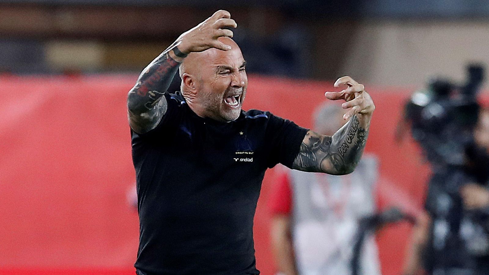 Sampaoli, enloquecido en un partido del Marsella.