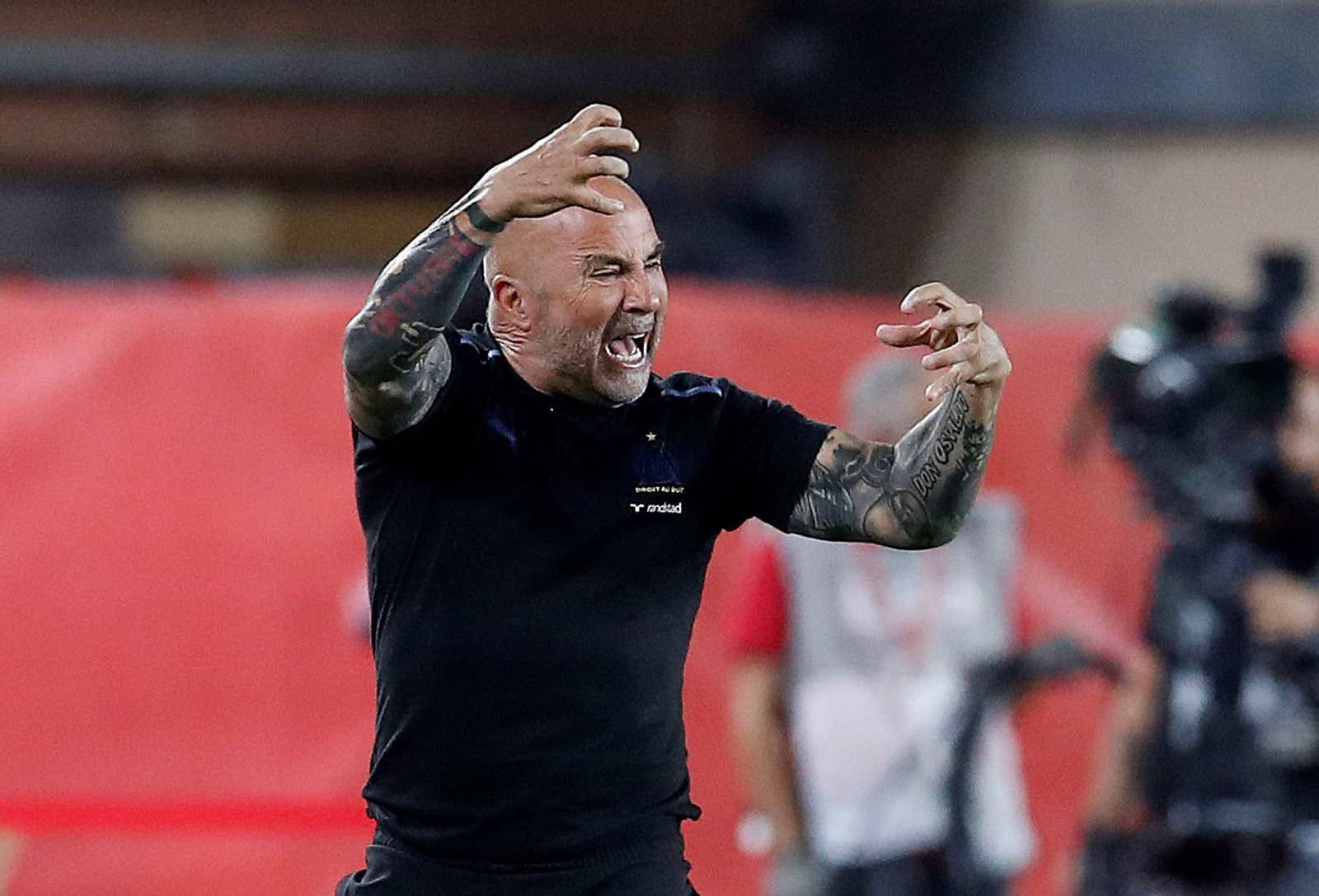 Sampaoli, enloquecido en un partido del Marsella.