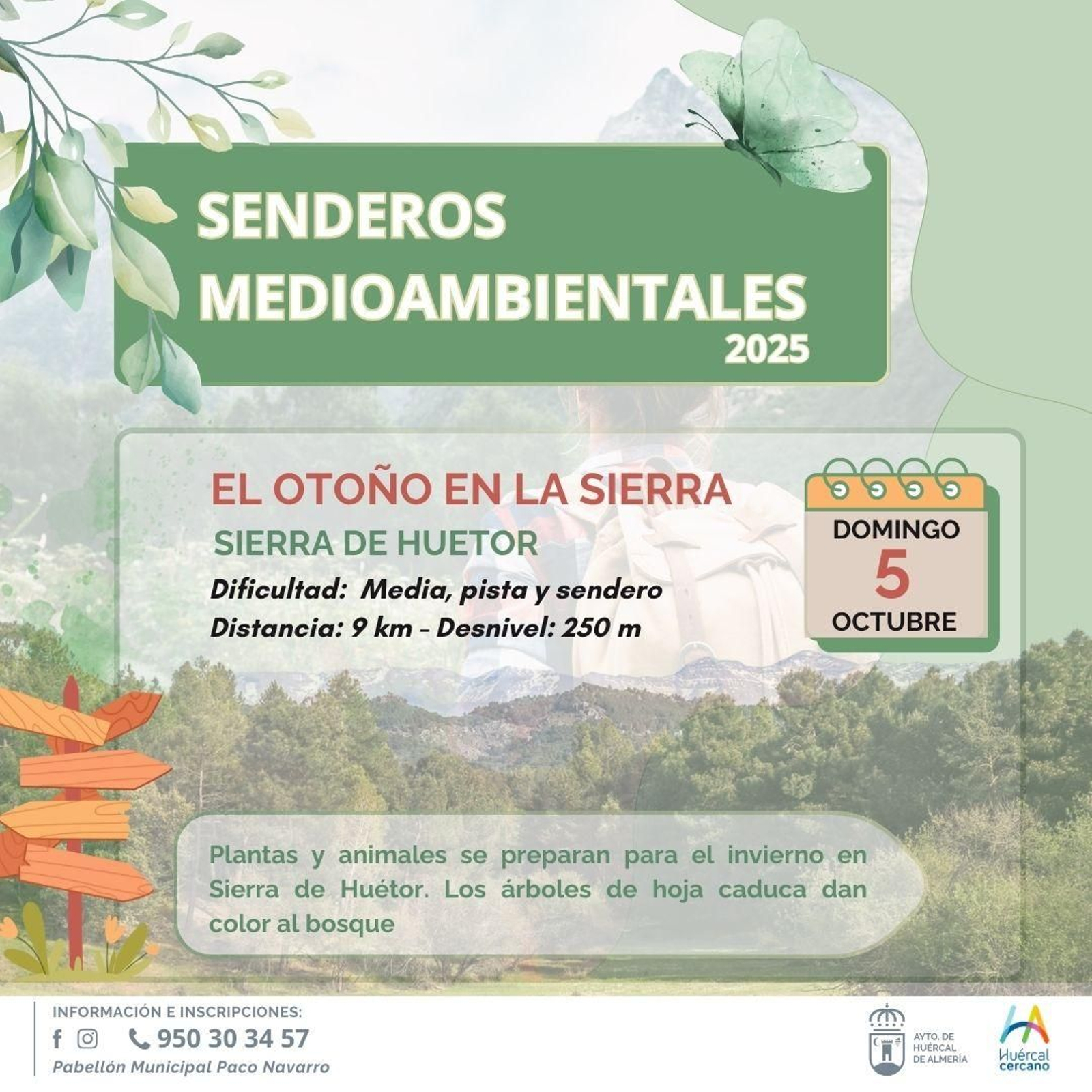 Cartel de los Senderos Ambientales a su paso por la Sierra de Huétor.
