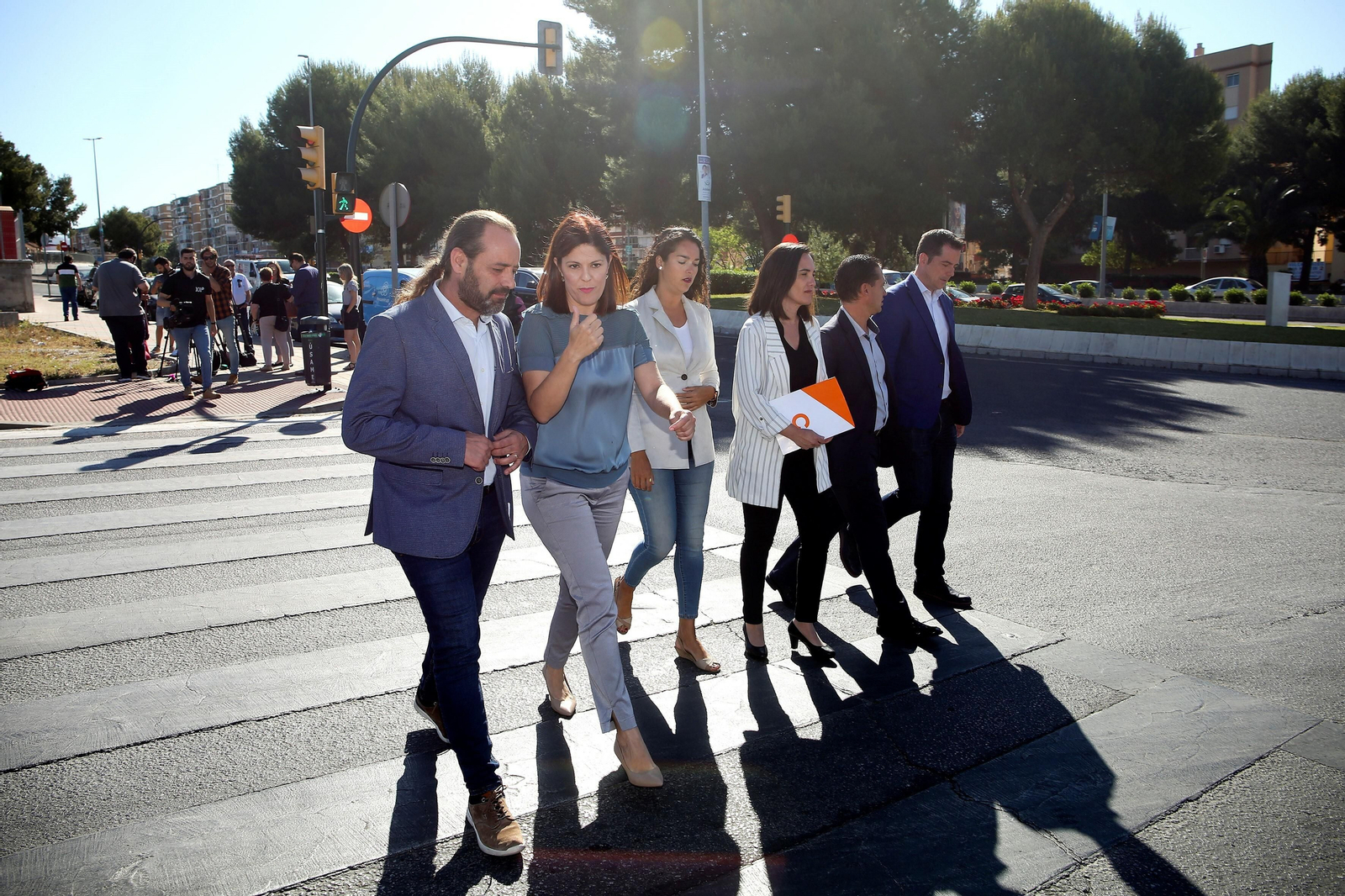 El candidato de Cs en Málaga, Juan Cassá, con otros miembros de la lista.