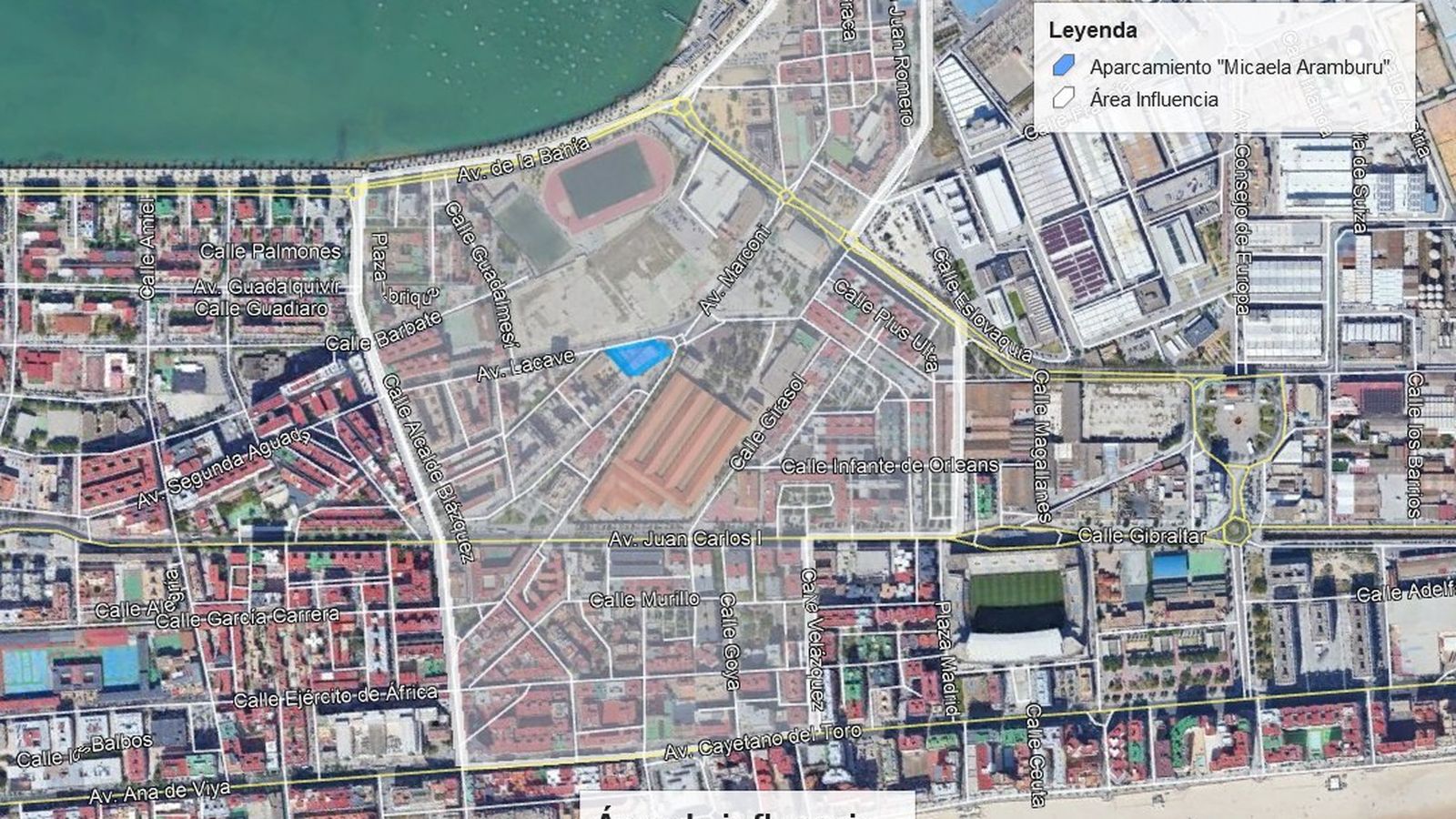 Aparcamiento y áreas de influencia.
