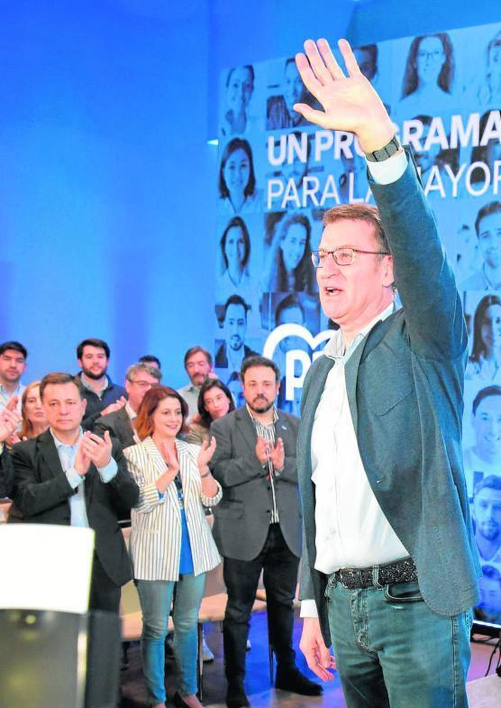 Alberto Núñez Feijóo en un acto de precampaña, ayer, en Guadalajara.