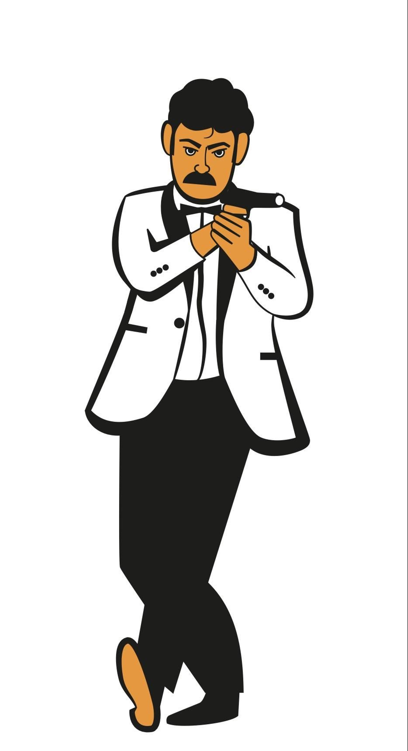 Boceto del tipo de la chirioga 'Los James Bond que da gloria verlos', que se recreará también en la Plaza del Carnaval de San Fernando junto a los de otras agrupaciones