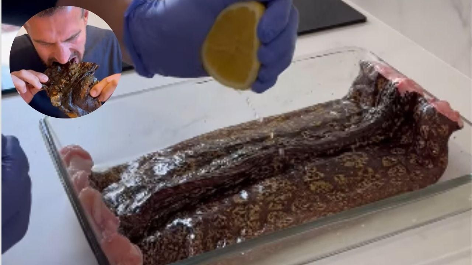 José María Sánchez cocinando la morena al horno