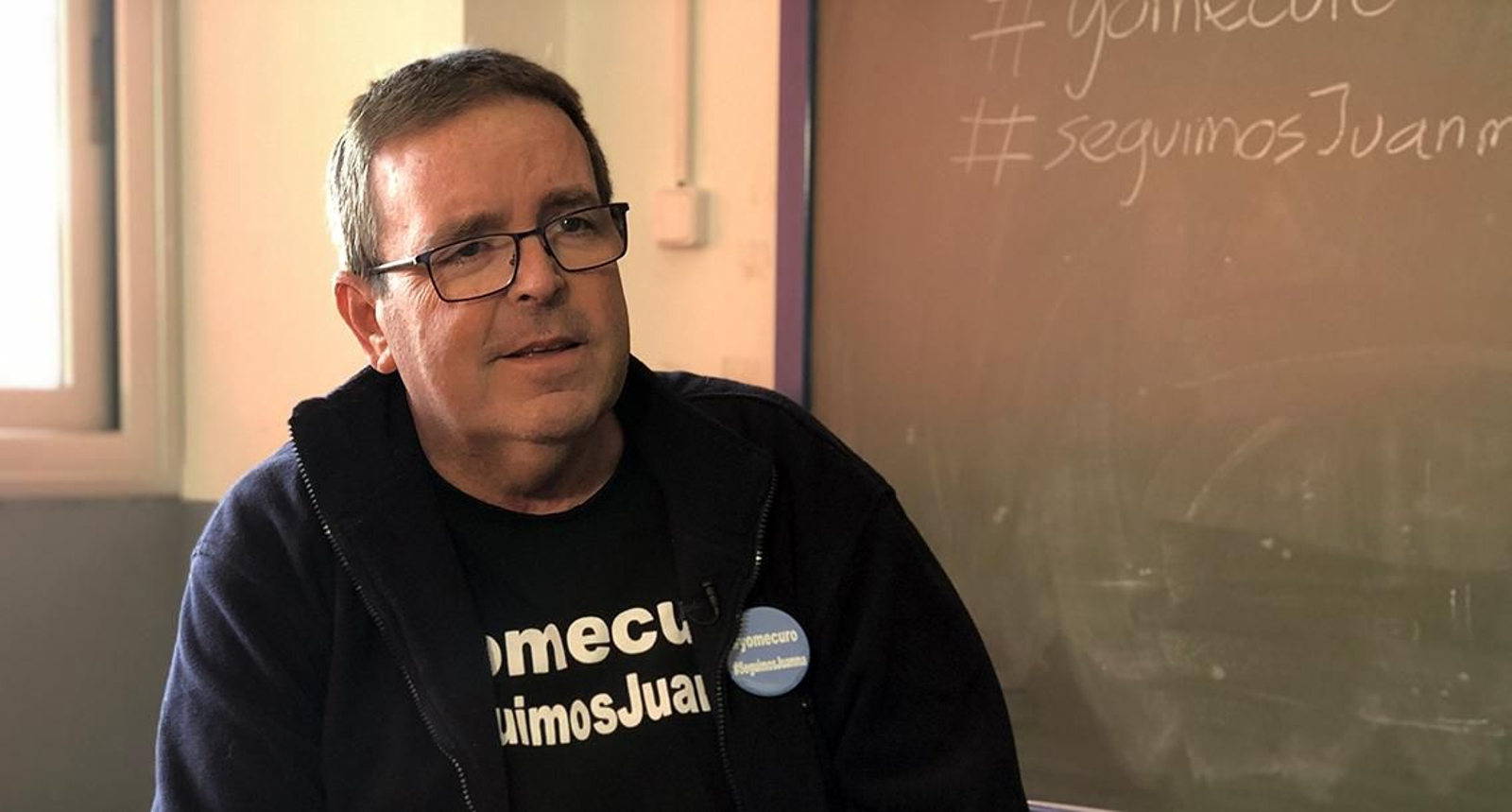 Juanma Díaz, durante la entrevista en el IES Chaves Nogales, donde impartía clases.