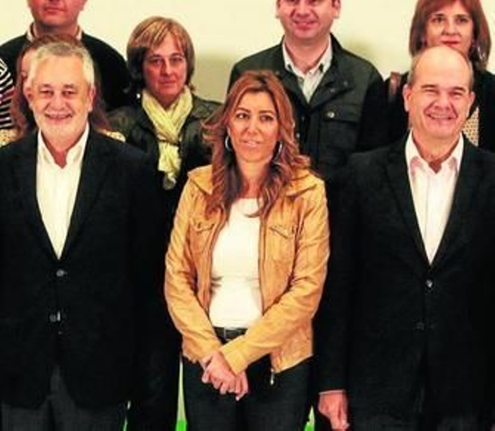 José Antonio Griñán, Susana Díaz y Manuel Chaves, ayer en Sevilla.