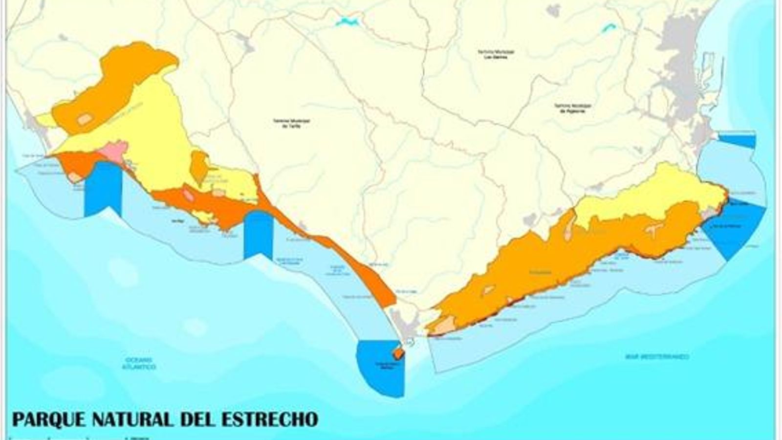Plano general del Parque Natural del Estrecho.