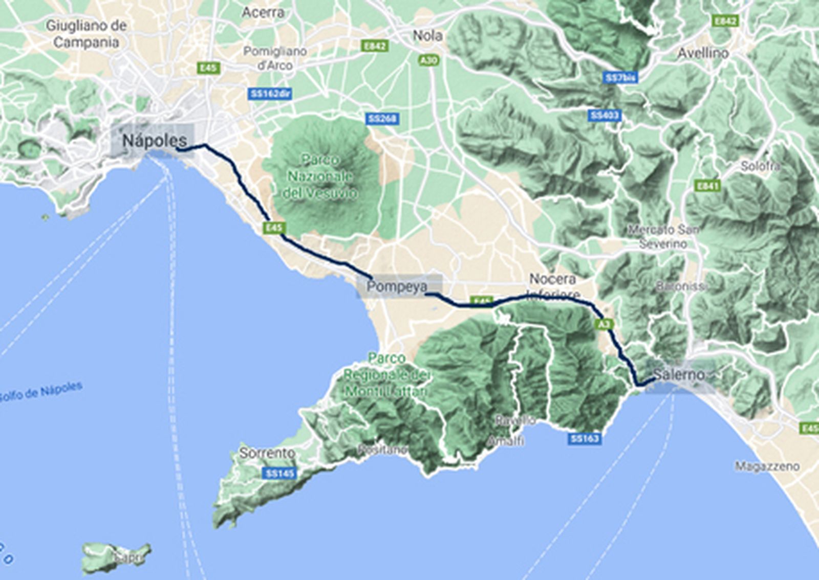 Autopista italiana A3, que conecta Nápoles con Salerno, en el sur del país.