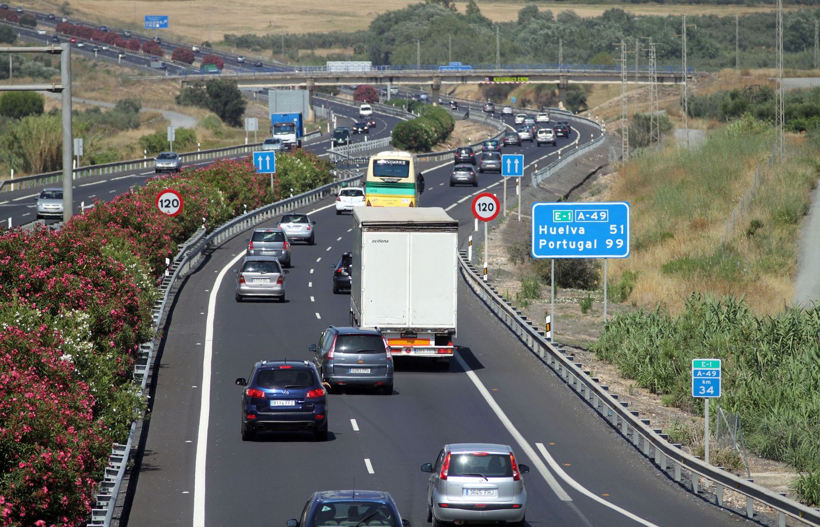 La autovía A-49 es una de las vías para las que se contrató el servicio de poda.