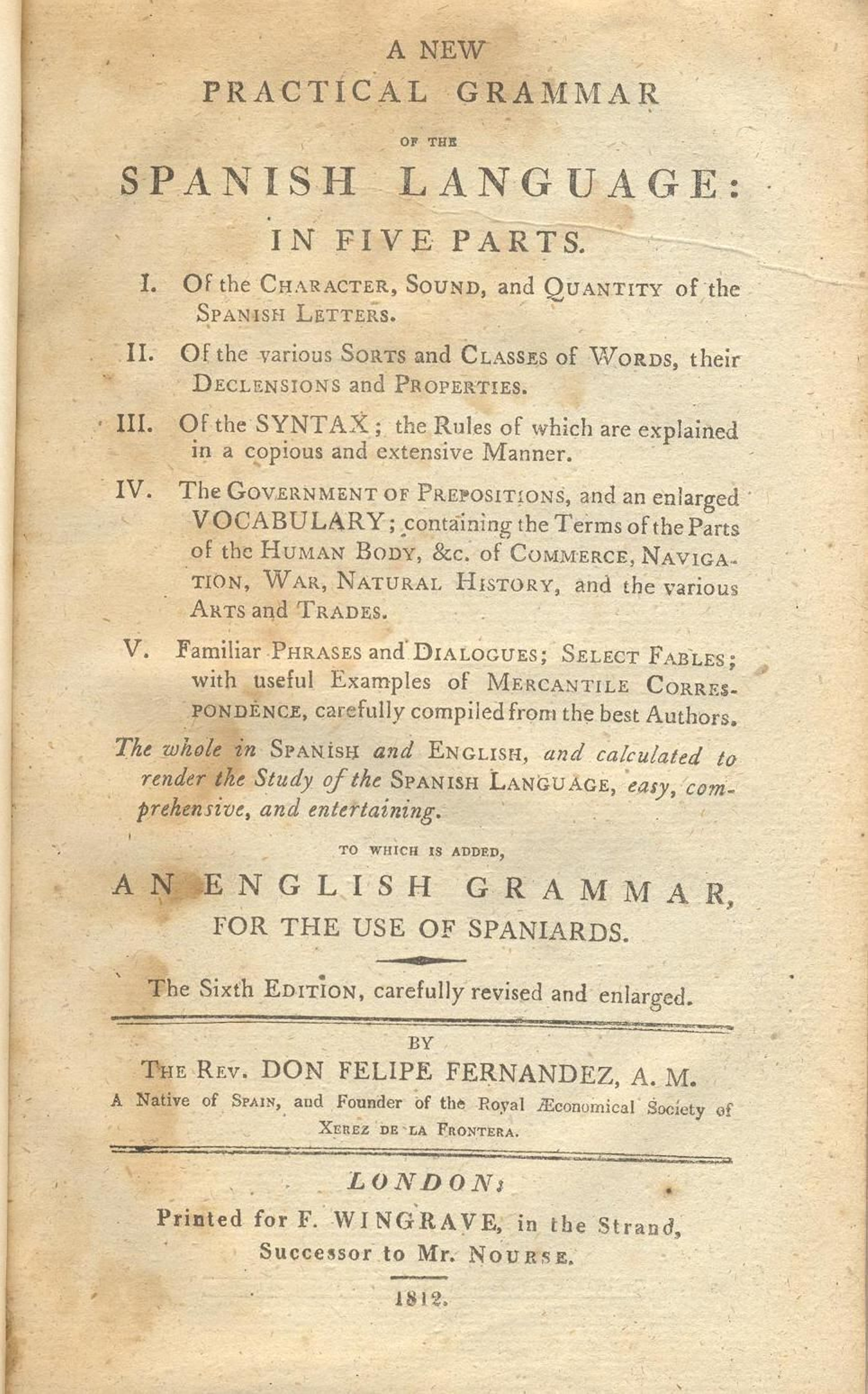 ‘New Practical Grammar of Spanish  Language’, 1812.