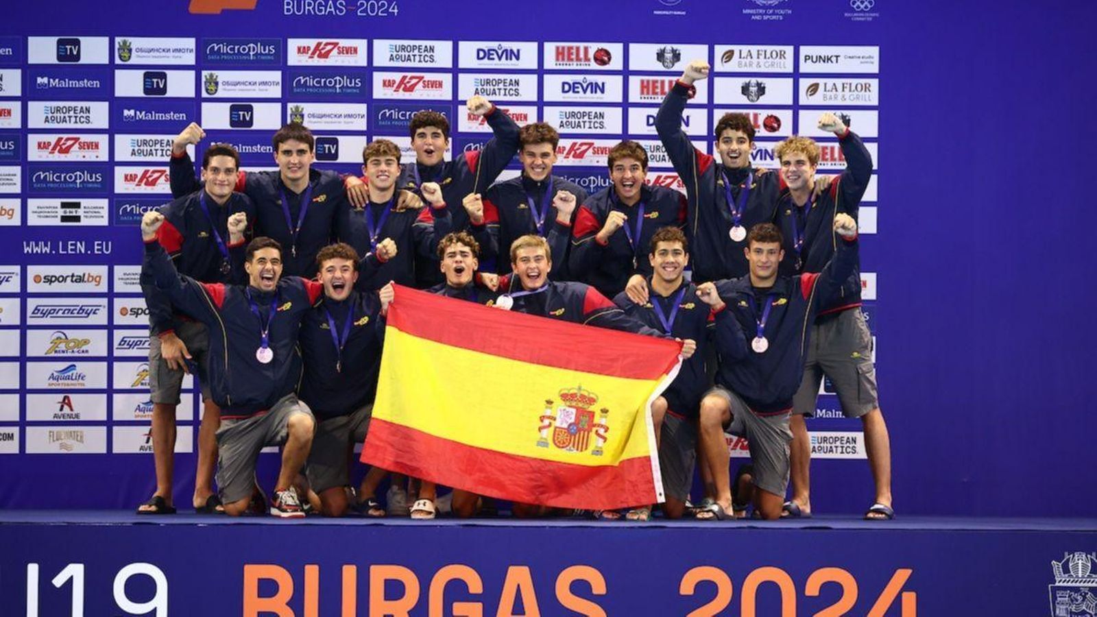 La selección española de waterpolo sub 19.