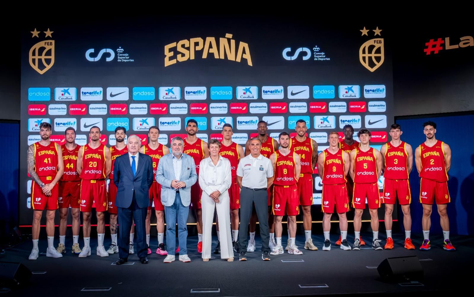 Alberto Díaz y Mario Saint-Supéry, en la presentación de España para el Eurobasket