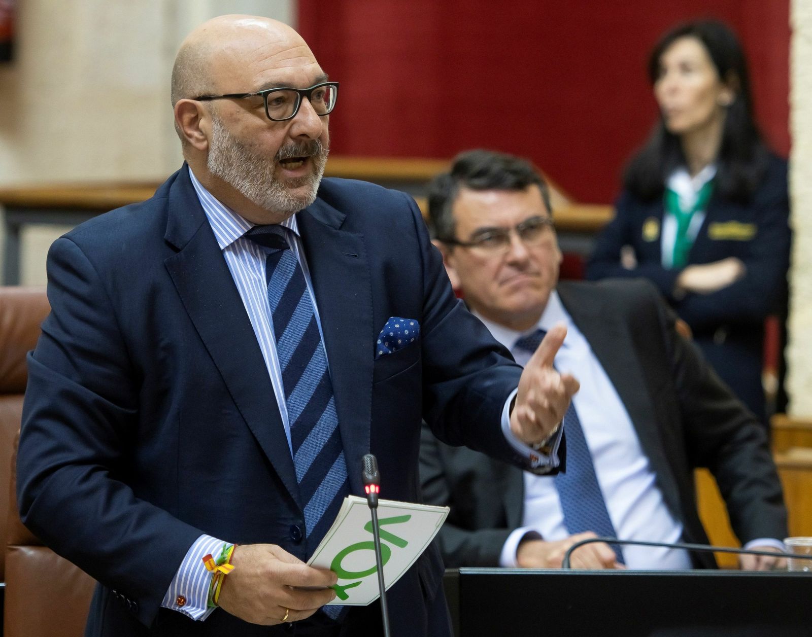 Alejandro Hernández, de Vox, se dirige a Juanma Moreno.