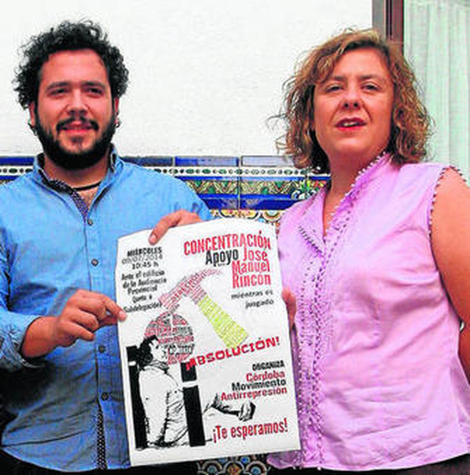 José Manuel Rincón y Alba Doblas en la sede cordobesa del PCA.