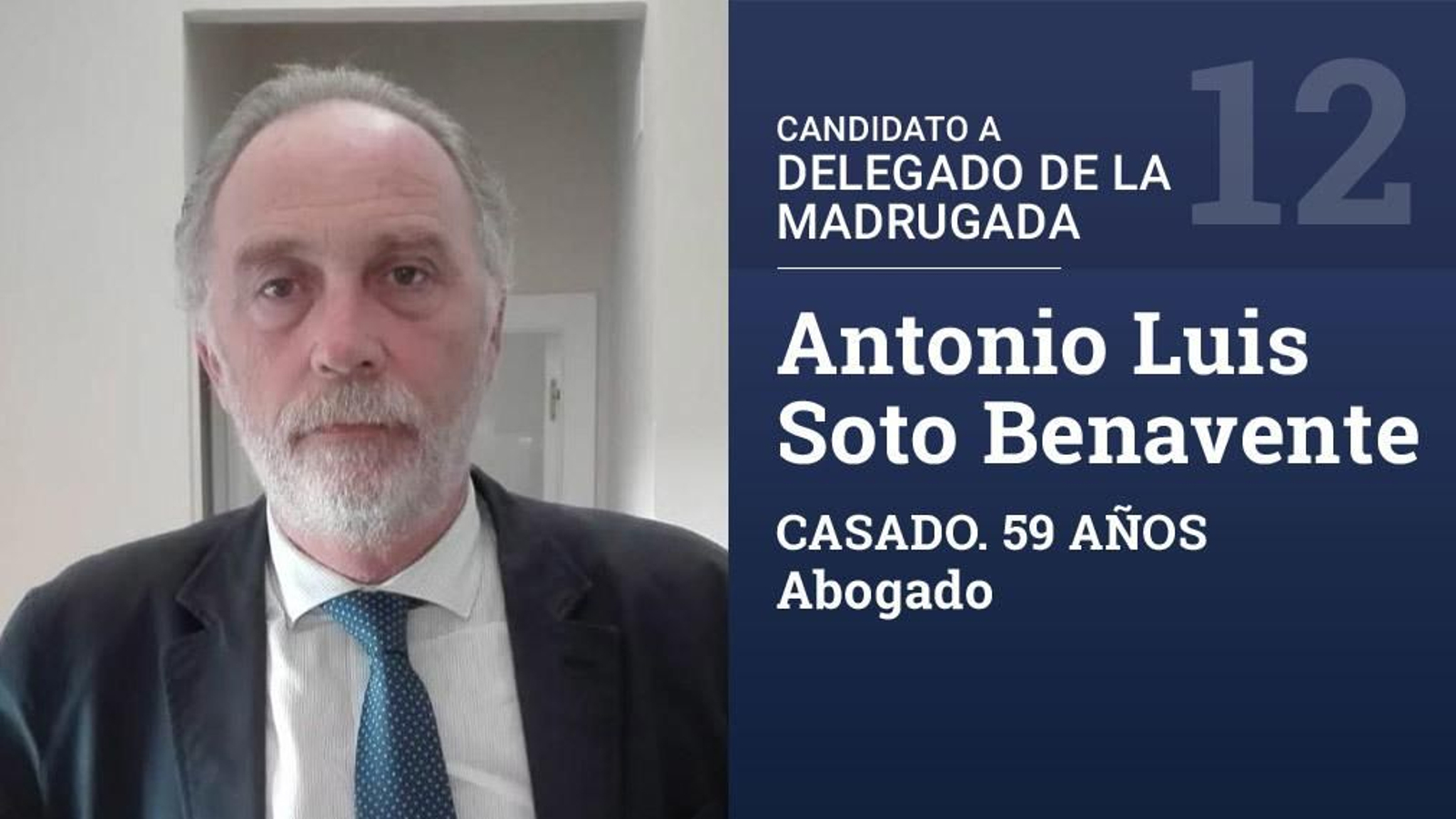 Es jefe de la asesoría jurídica de Helvetia Seguros. Ha sido hermano mayor de la Vera Cruz.