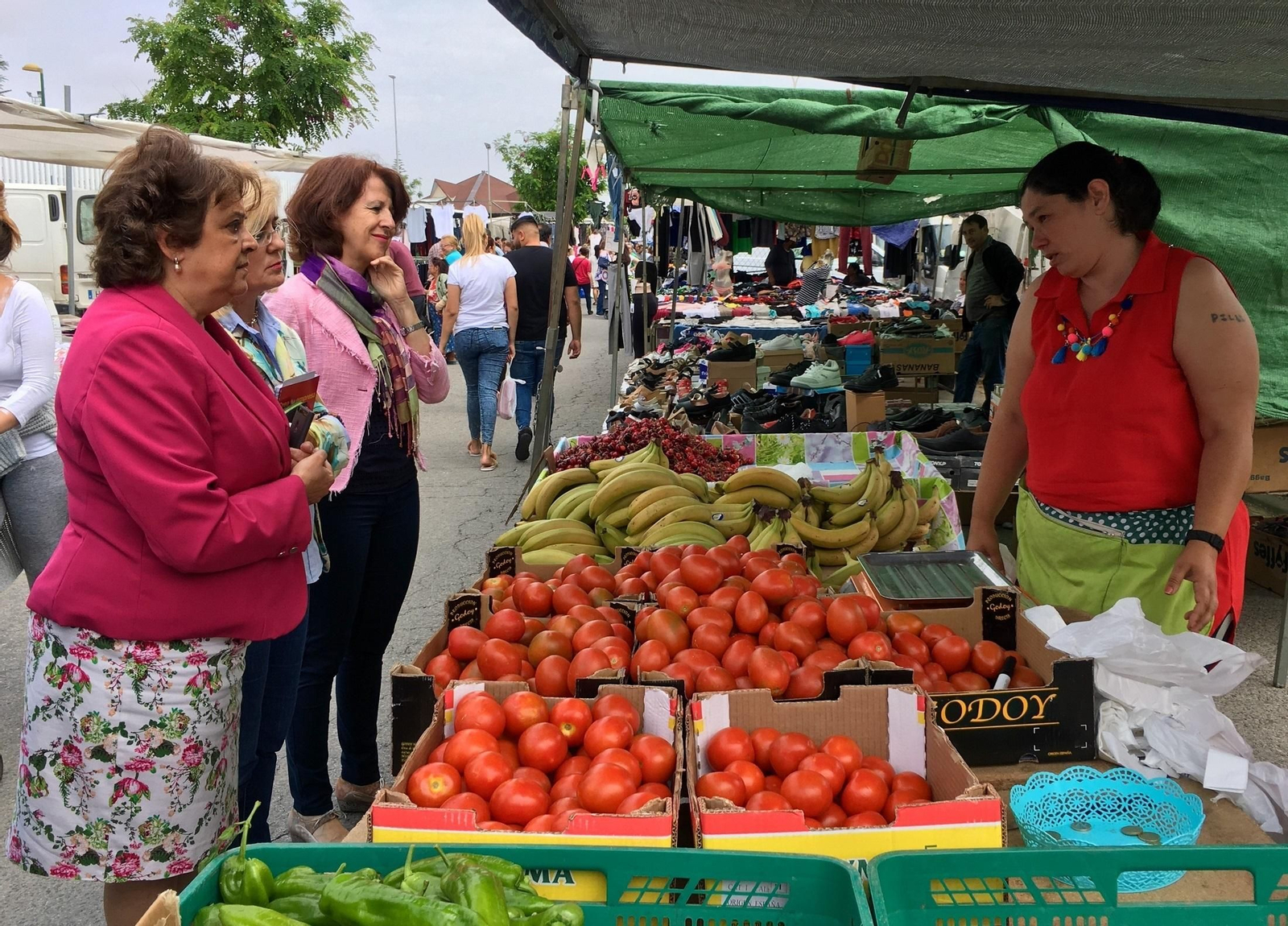 La edil Carmen Castreño visita el mercadillo.