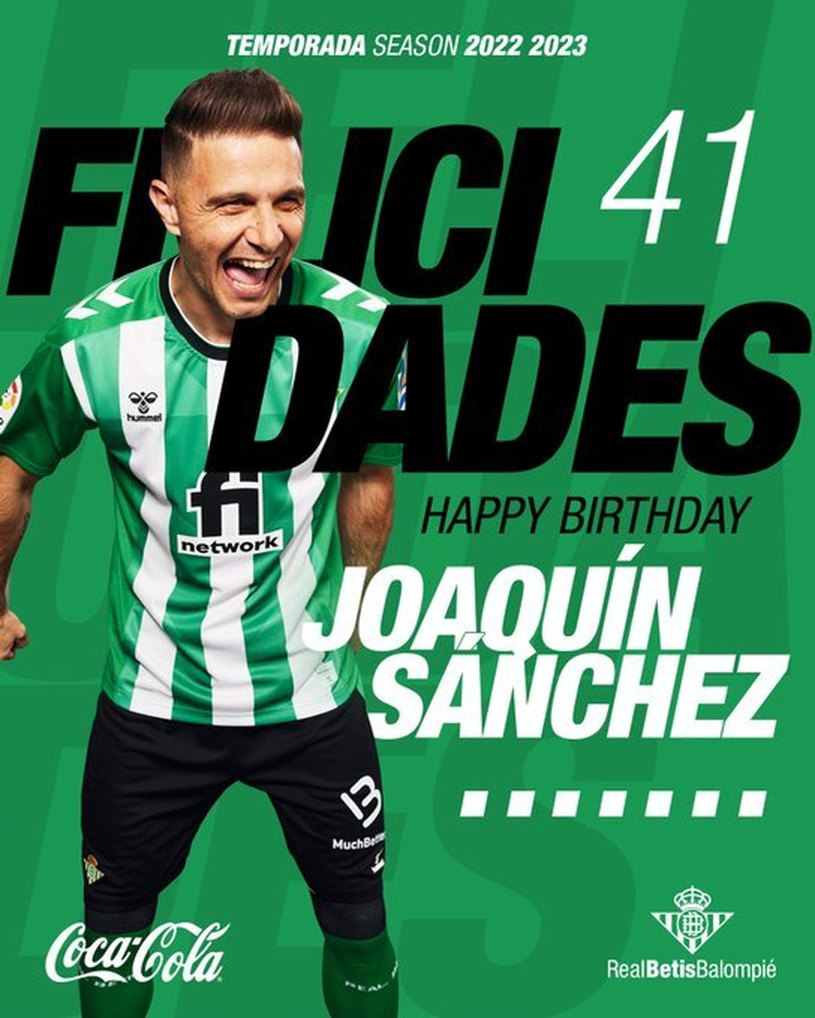 El Betis felicita a Joaquín.