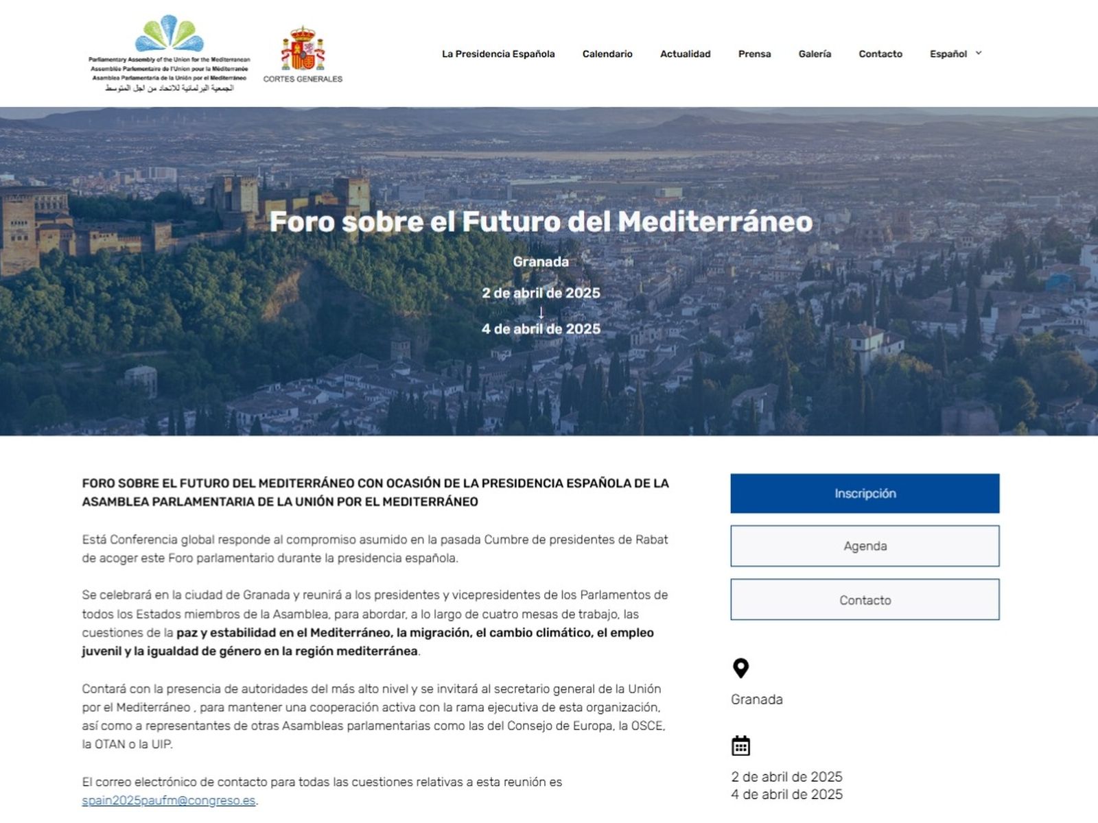 Convocatoria de la cumbre por el Mediterráneo que se celebrará en abril