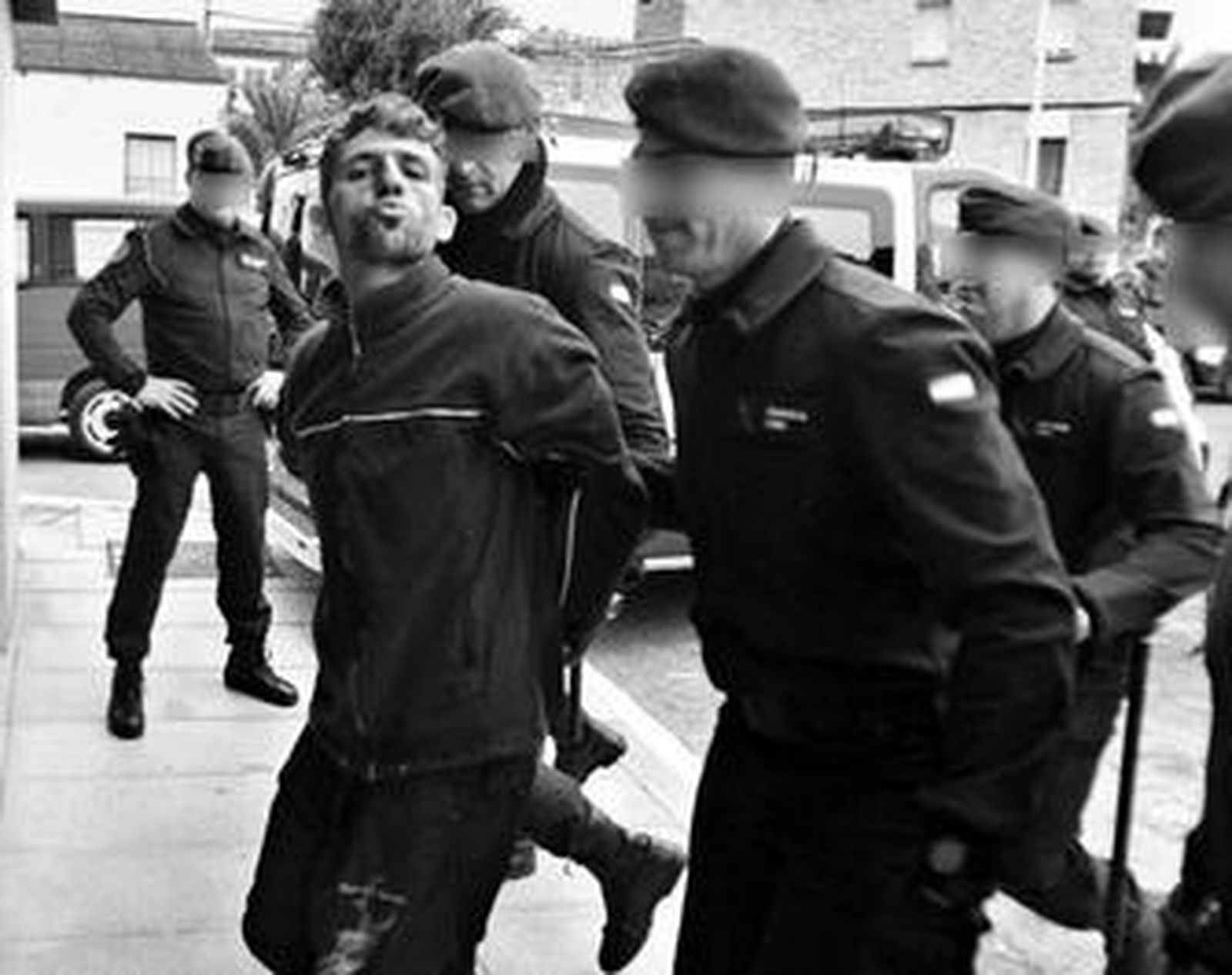 El presunto autor del crimen, en su comparecencia en el Juzgado de Montoro.