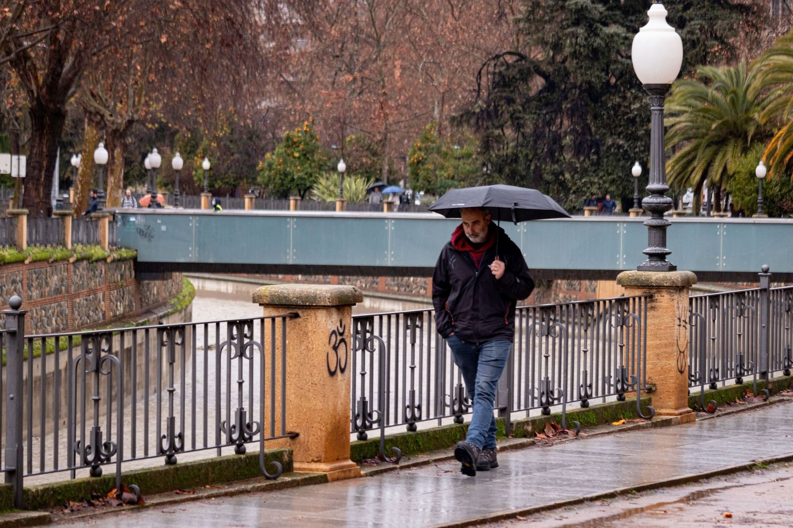 Lluvia en Granada durante el paso de la última borrasca.