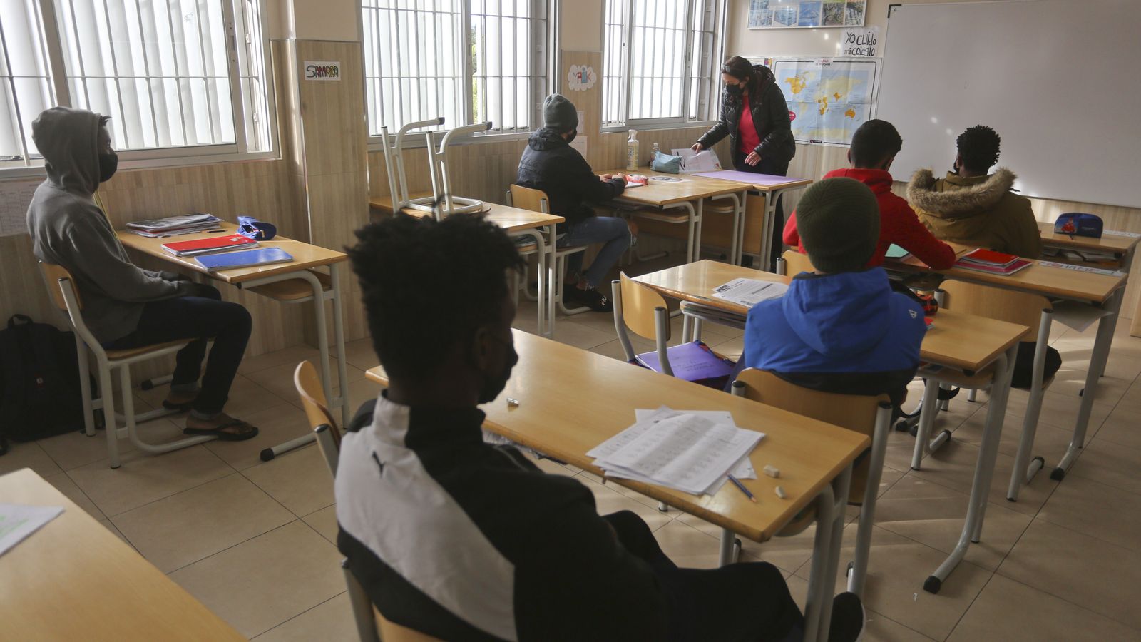 Una de las aulas de Secundaria del centro.