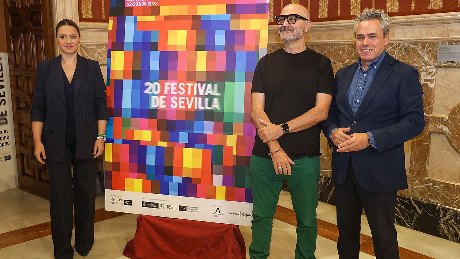 Minerva Salas, Pedro Cabañas y Manuel Cristóbal en la presentación del cartel de 2023.