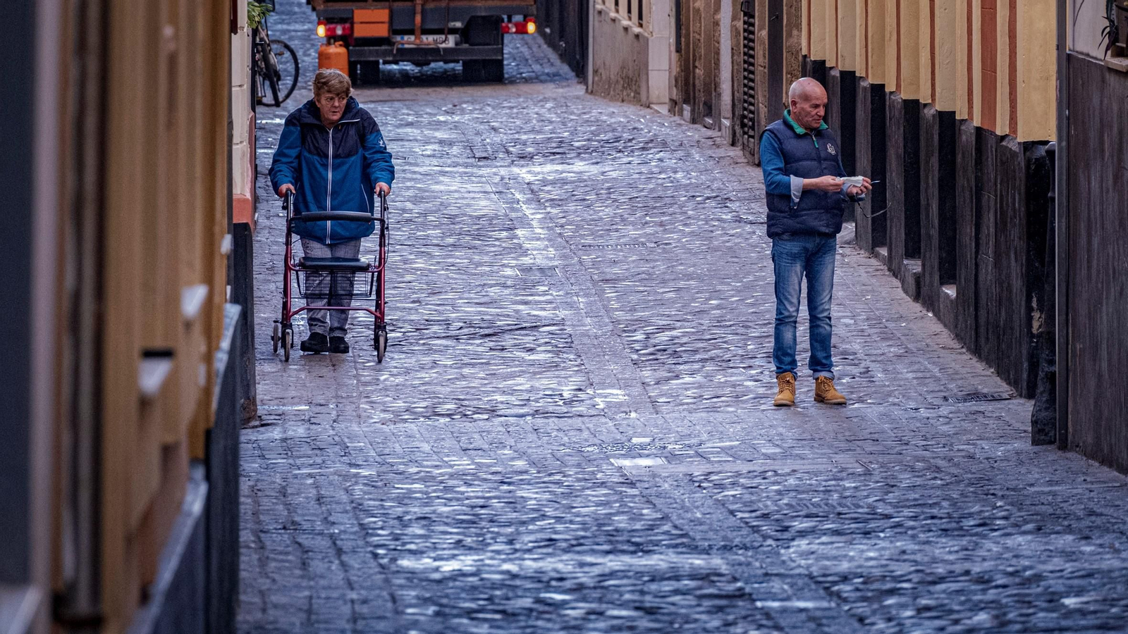 Imagen de la calle Mirador con el actual adoquinado.