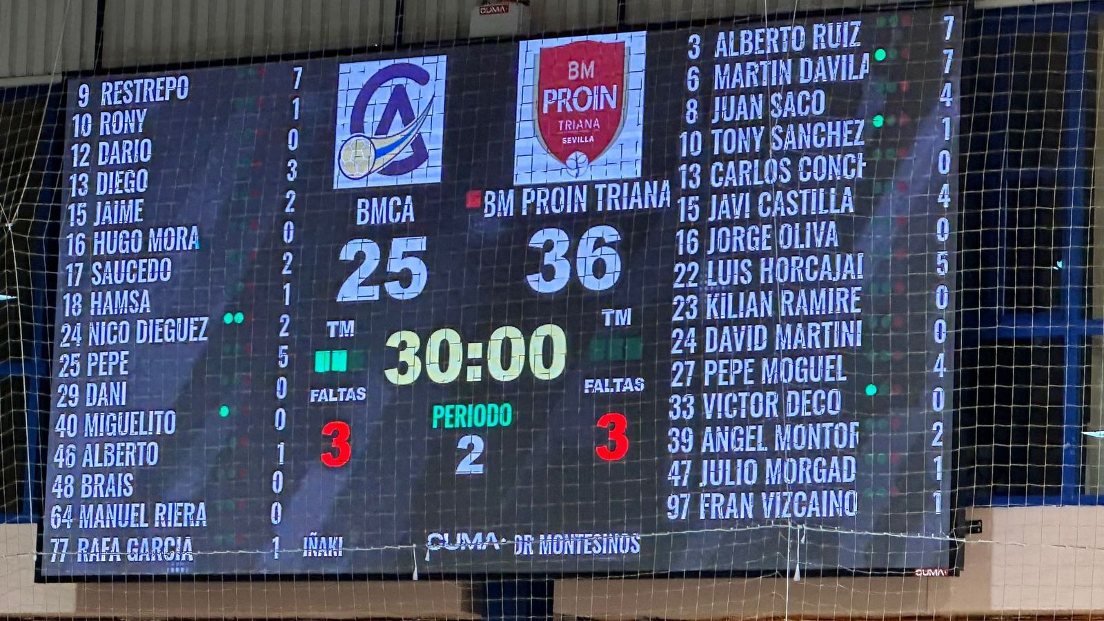 La estadística del encuentro, en el marcador del Juan Carlos Mateo