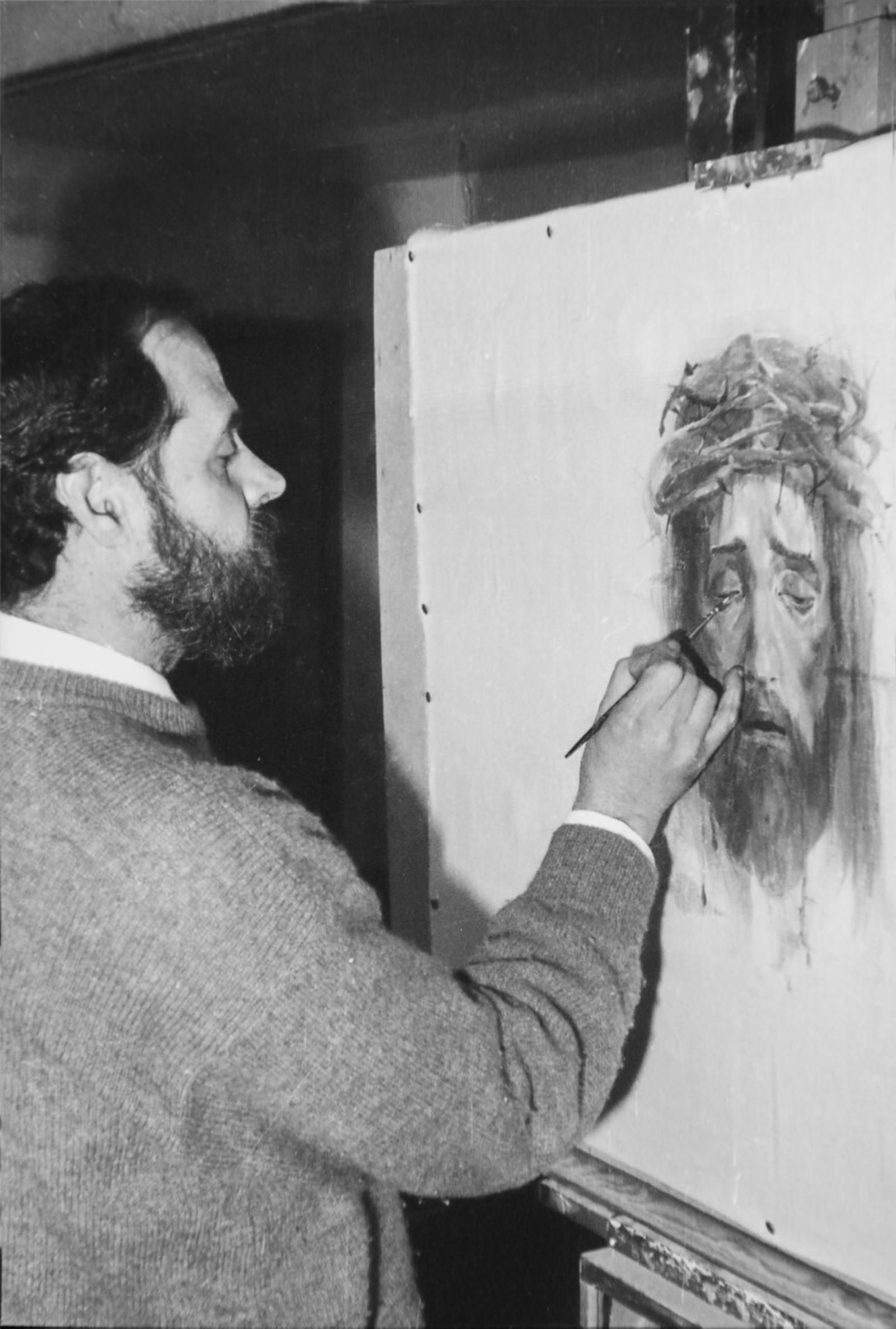 Francisco Borrás pinta en 1986 el paño de la Verónica para la Hermandad del Valle.