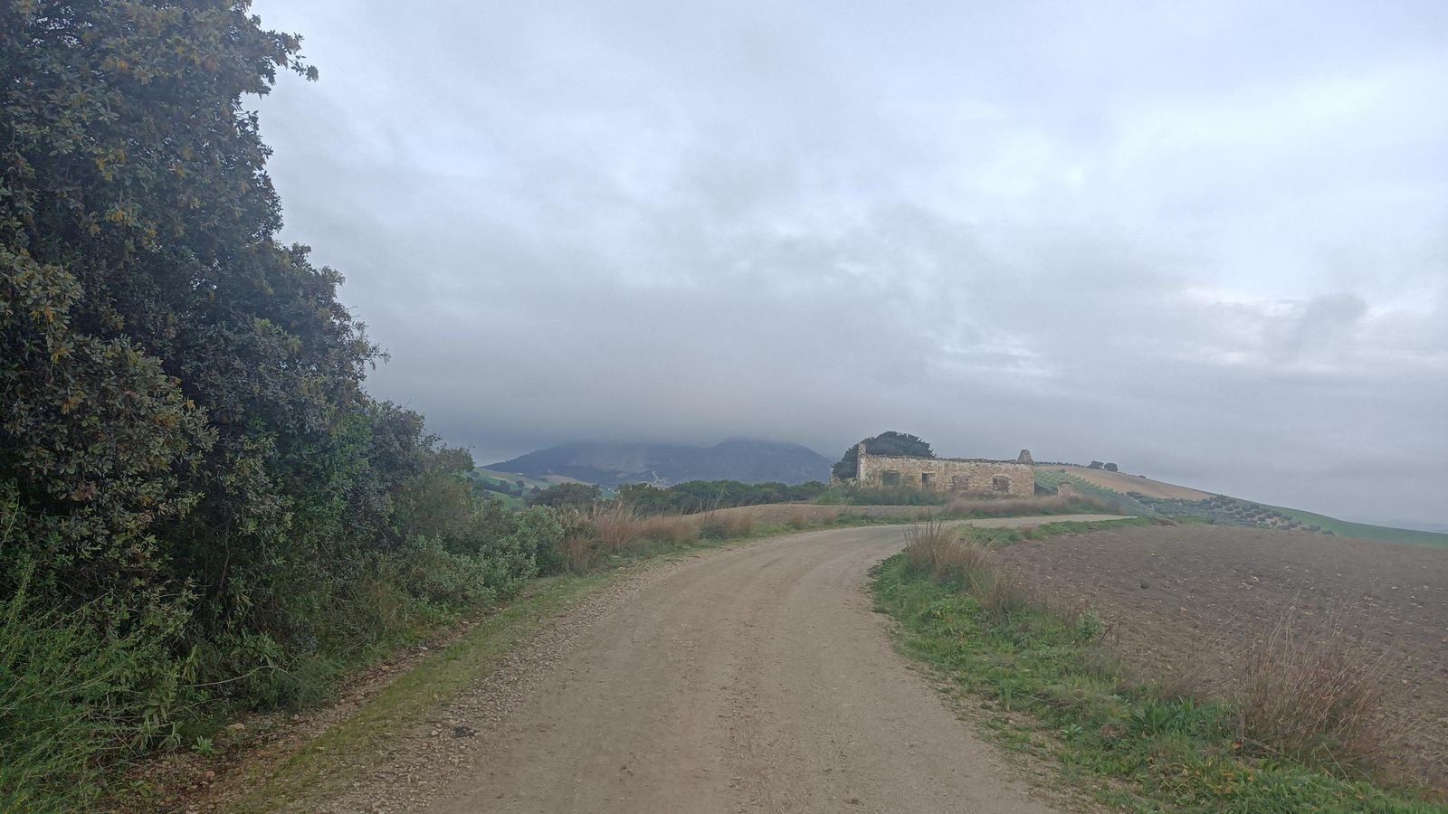 El punto más elevado de esta etapa: al fondo, la Sierra de San Pablo.