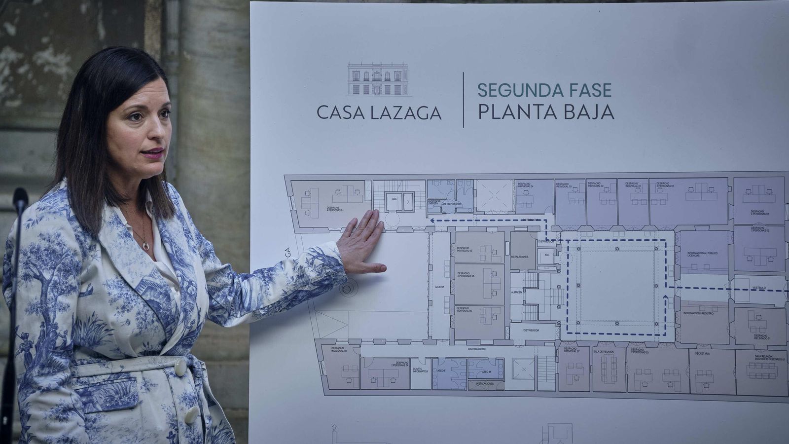 Patricia Cavada da detalles de la adaptación de la Casa Lazaga como edificio administrativo.
