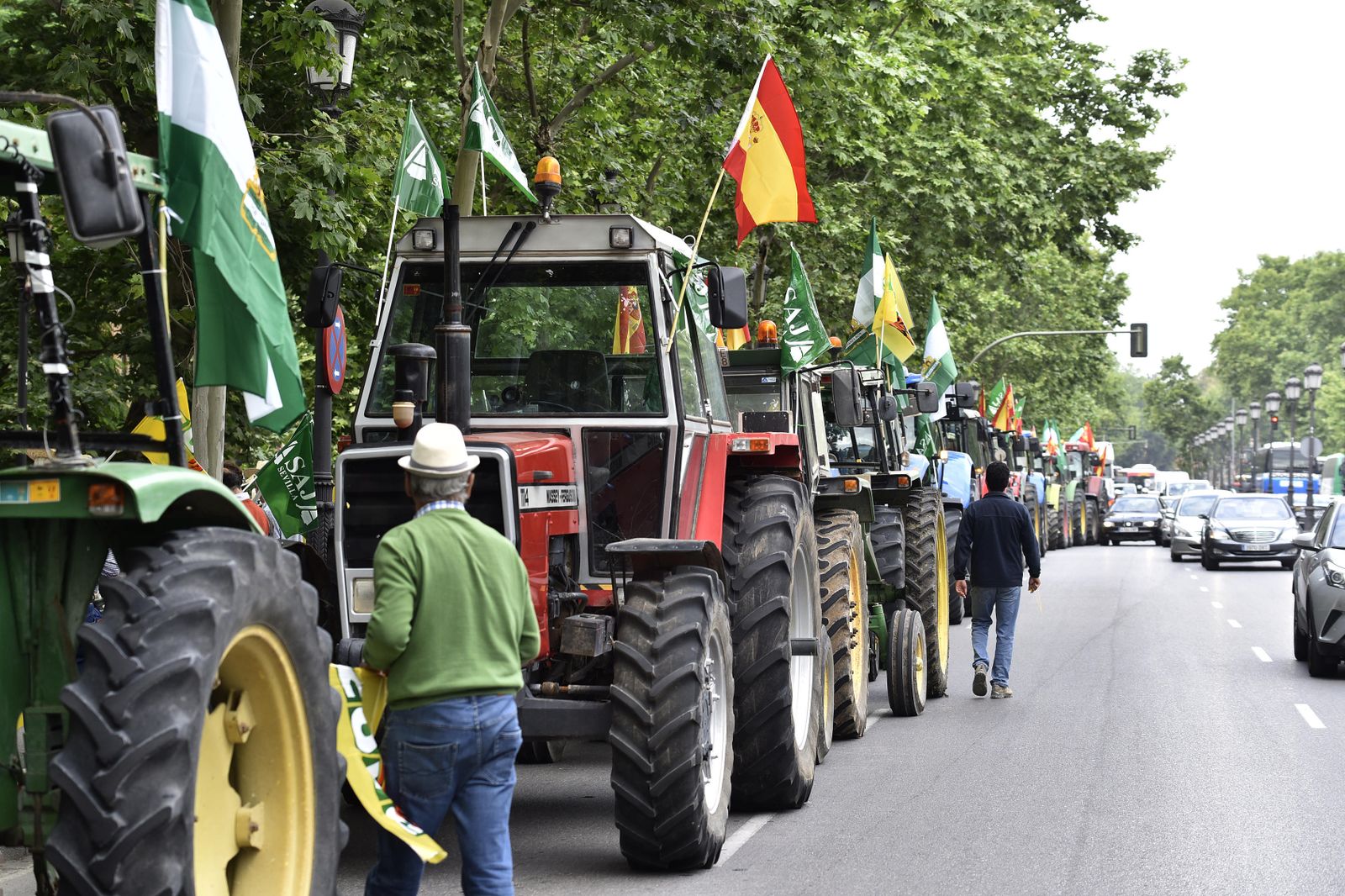 Tractorada ante la Confederación Hidrográfica del Guadalquivir de los regantes del embalse de Torre del Águila.