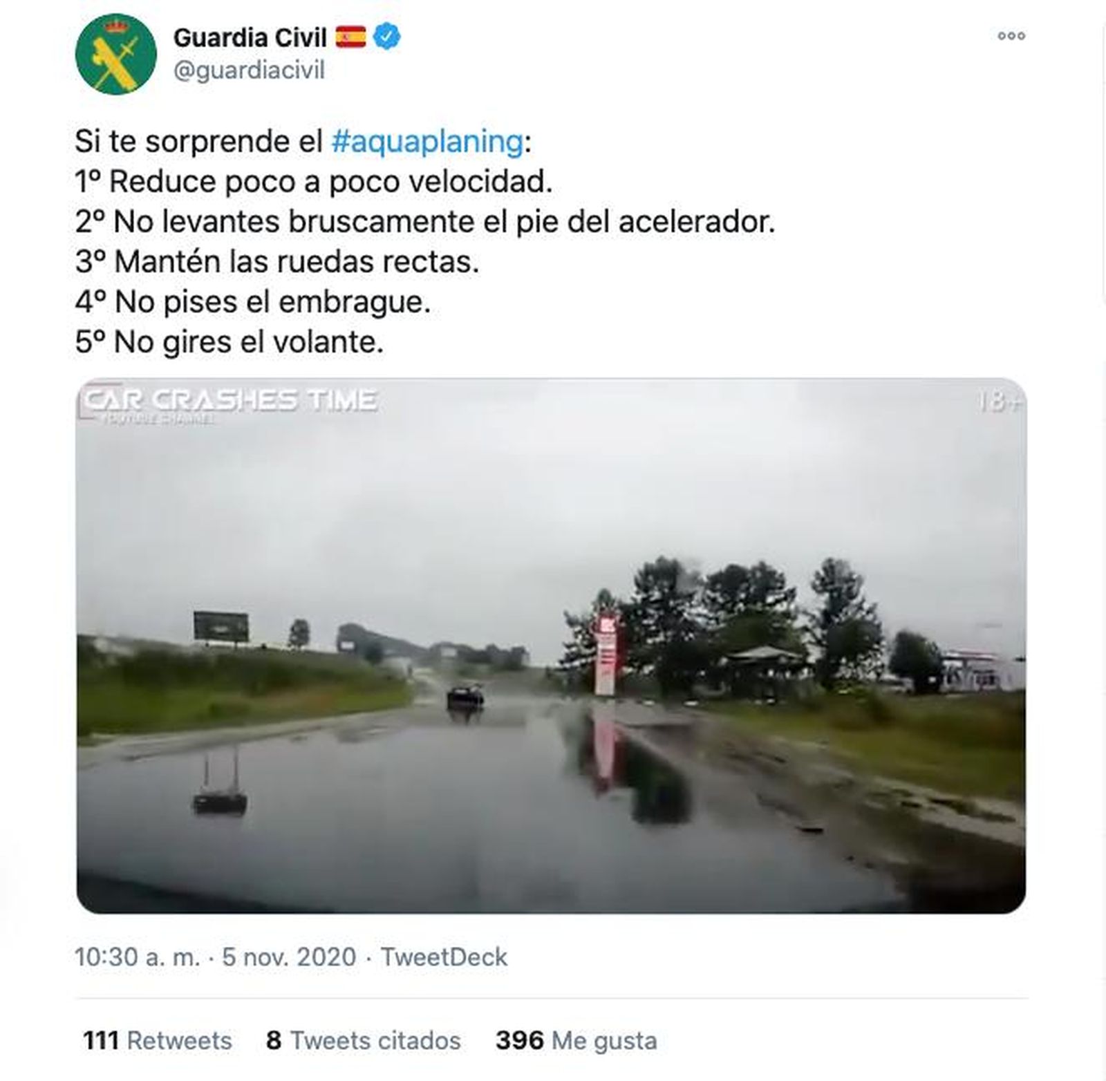 Cómo se produce el aquaplaning y qué no hay que hacer