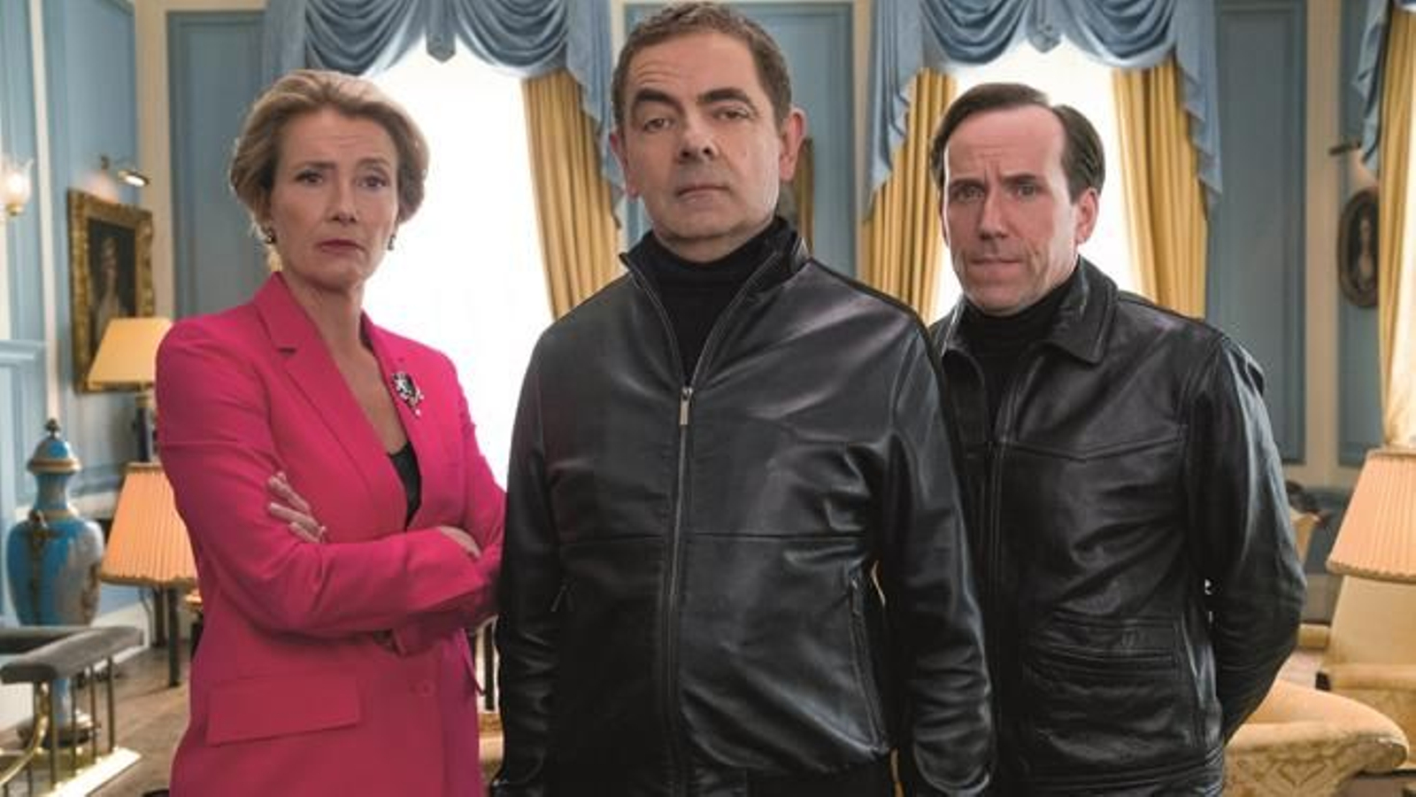 De izquierda a derecha, Emma Thompson,Rowan Atkinson y Ben Miller.