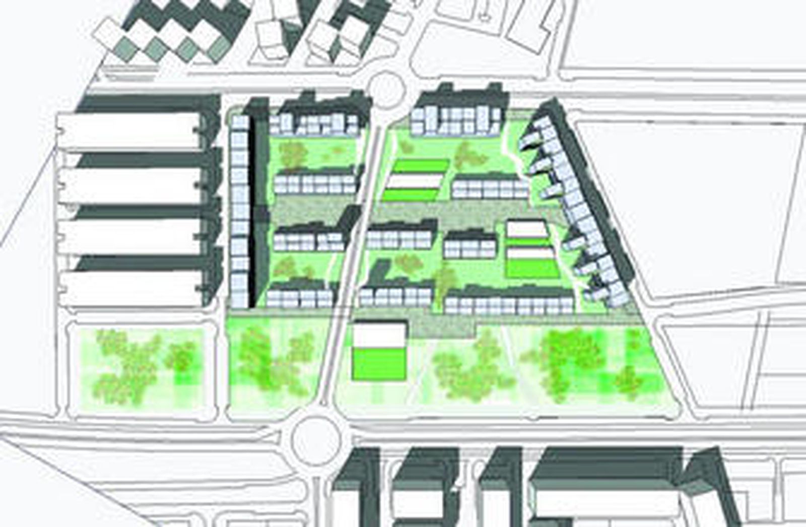 Diseño de la futura 'manzana verde' en la zona de El Duende.