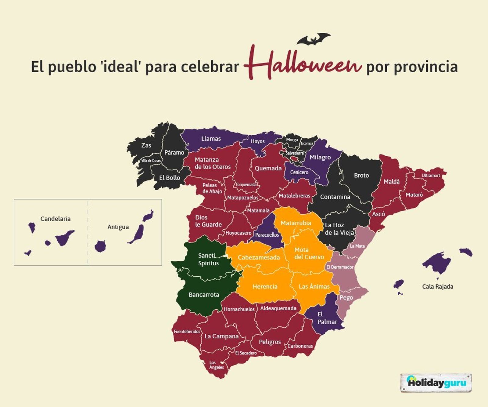 El mapa que muestra cuál es el pueblo de Cádiz ideal para celebrar Halloween