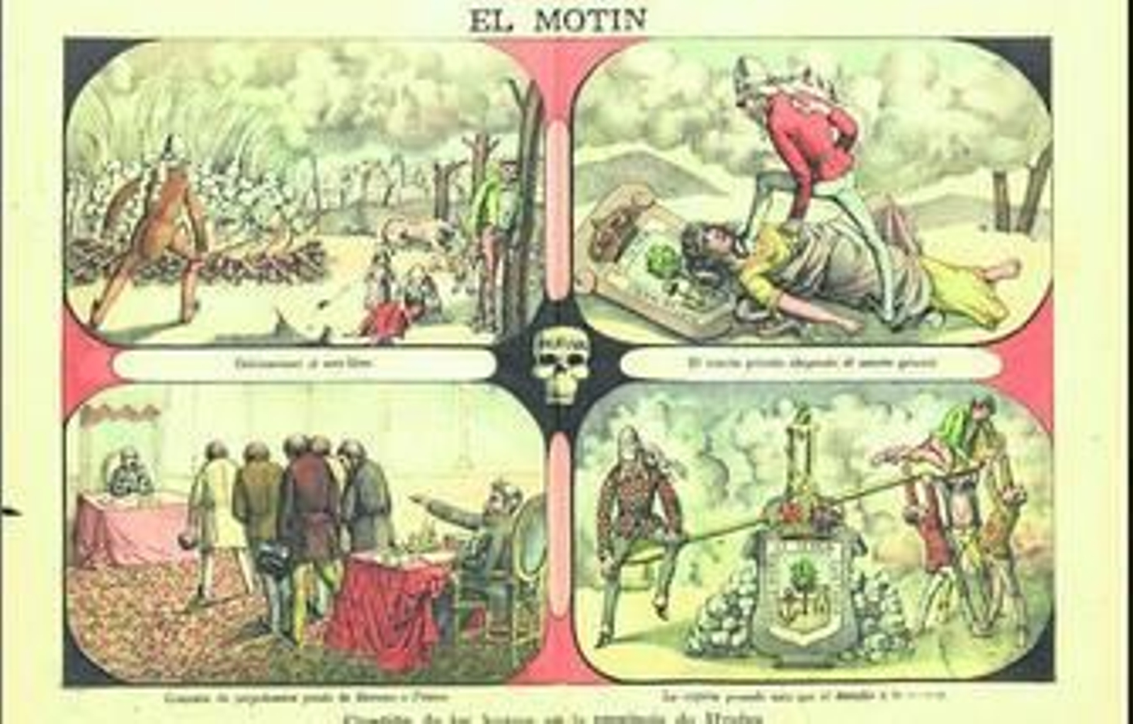 'Los humos de Huelva', ilustración de 'El Motín' del 16 de octubre de 1887 que Pérez Cebada adiciona a su artículo.