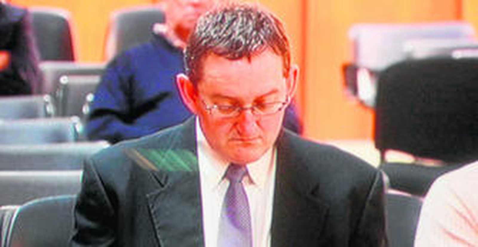 Casto Pérez, el pasado mayo, en el juicio de la Operación Karlos, mientras en la sala de vistas se oían conversaciones telefónicas grabadas.