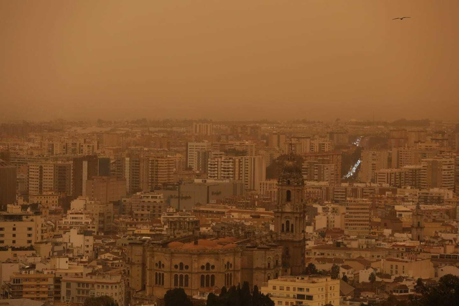 Fotos del efecto de la calima en Málaga y en sus coches