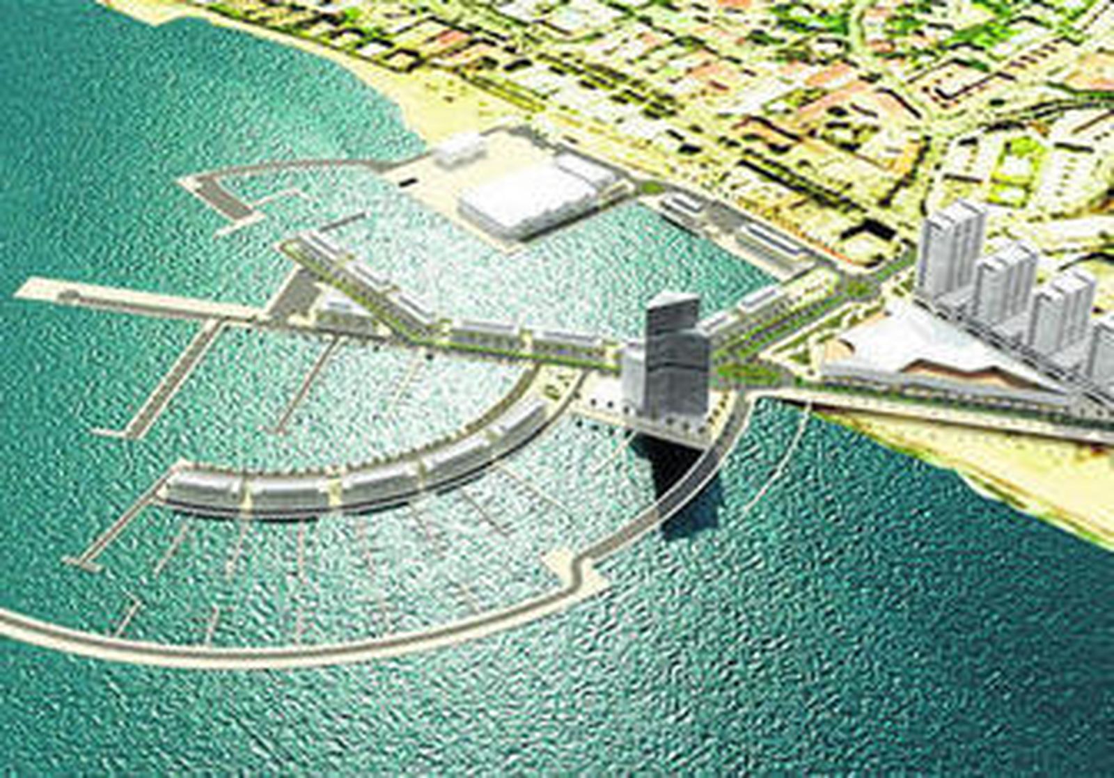 Diseño propuesto por el jeque Al Thani para ampliar el puerto de La Bajadilla.