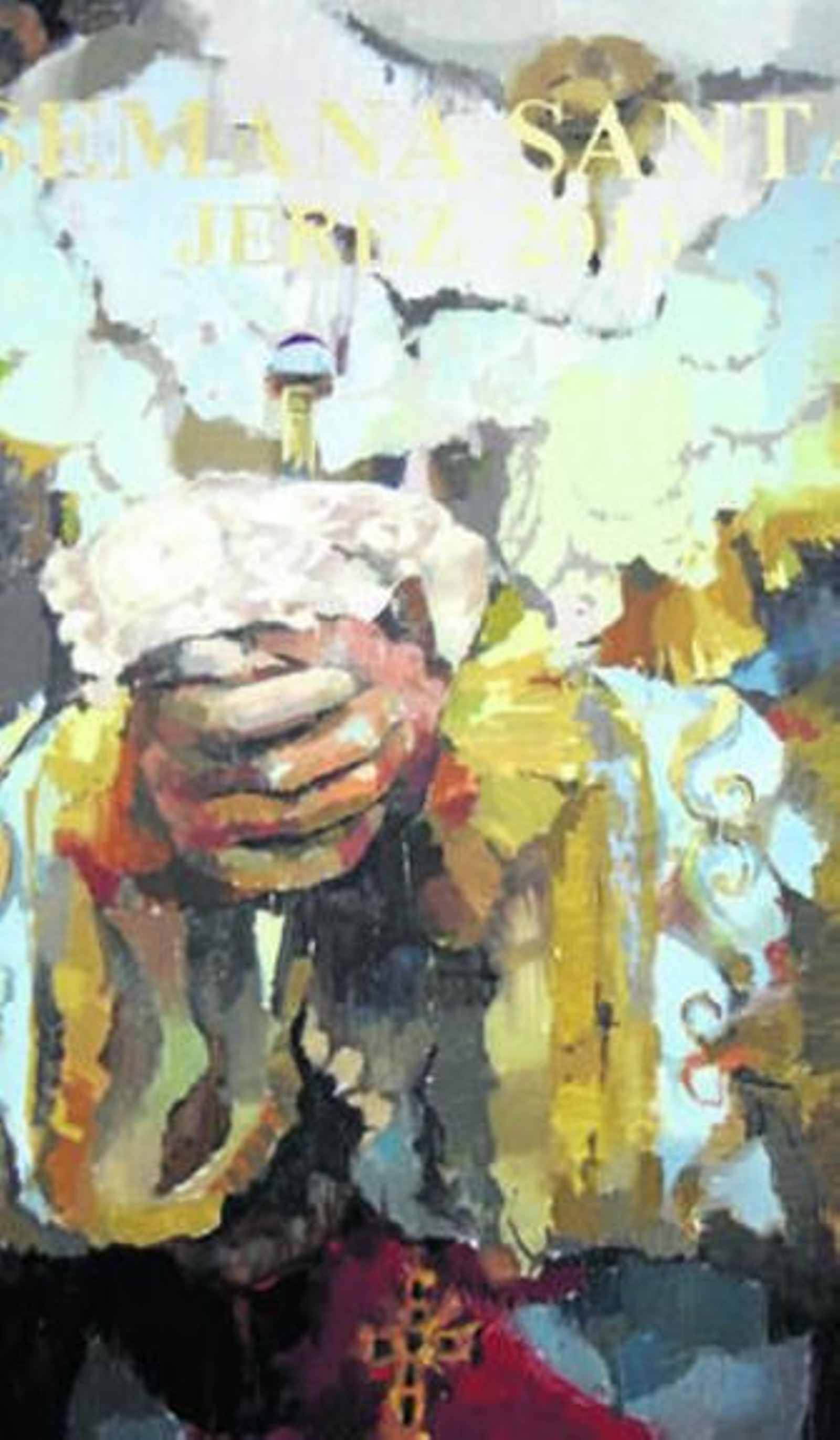 Un gran cuadro con las manos de La Soledad, cartel de la Semana Santa