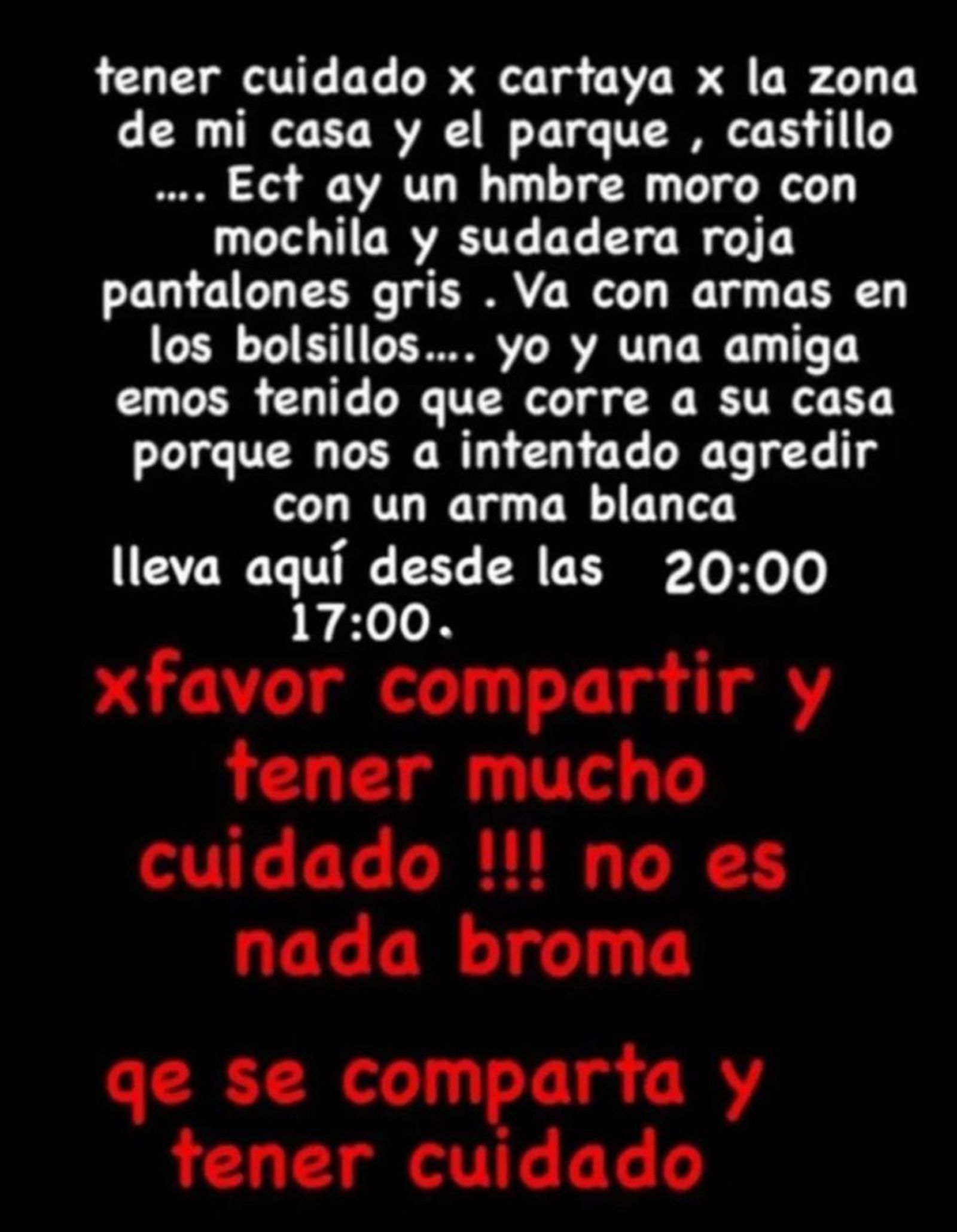 Este mensaje falso publicado en redes sociales ha sido el origen de la agresión