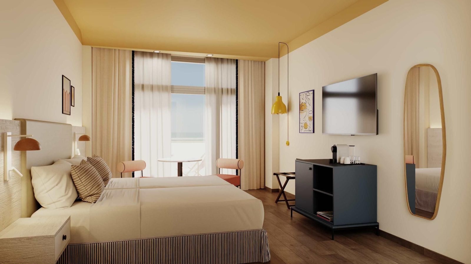 Una habitación del hotel Riviera en Benalmádena