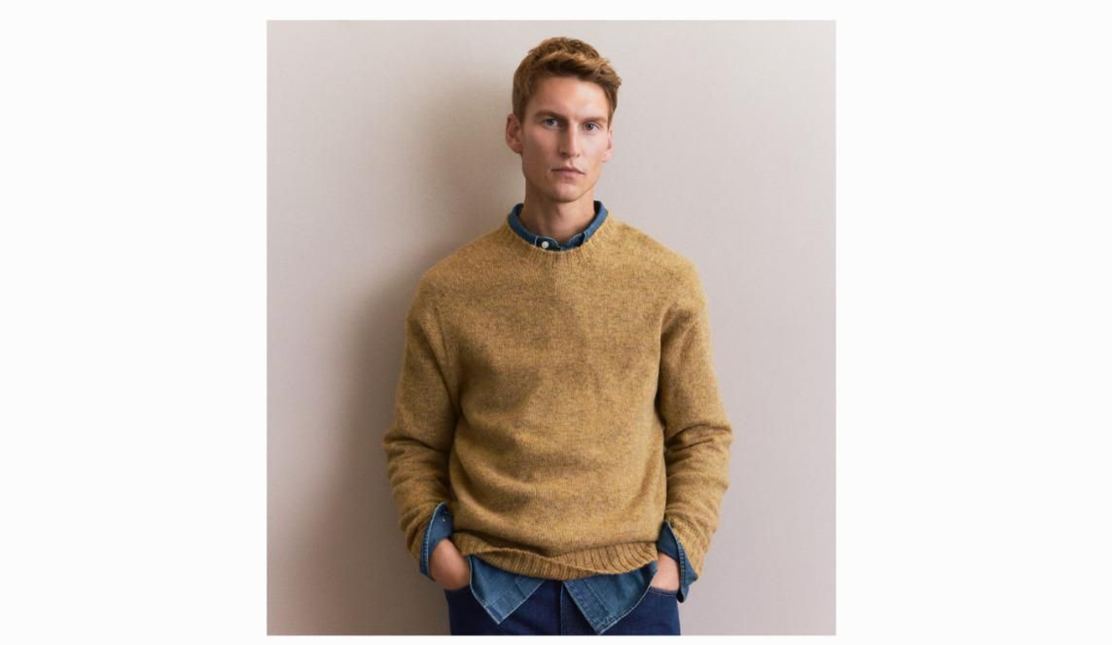 Jersey de hombre de cuello redondo liso shetland