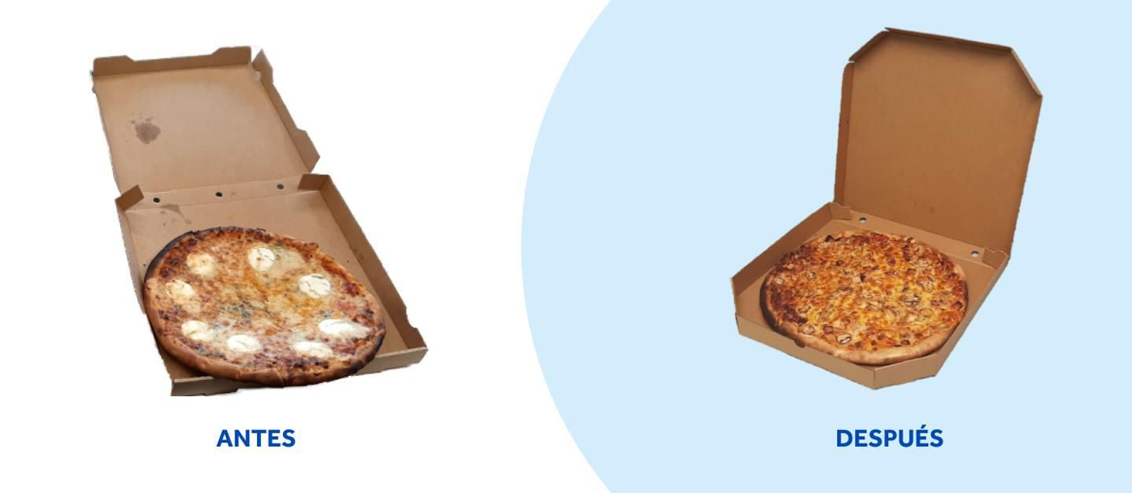 La caja antes y después