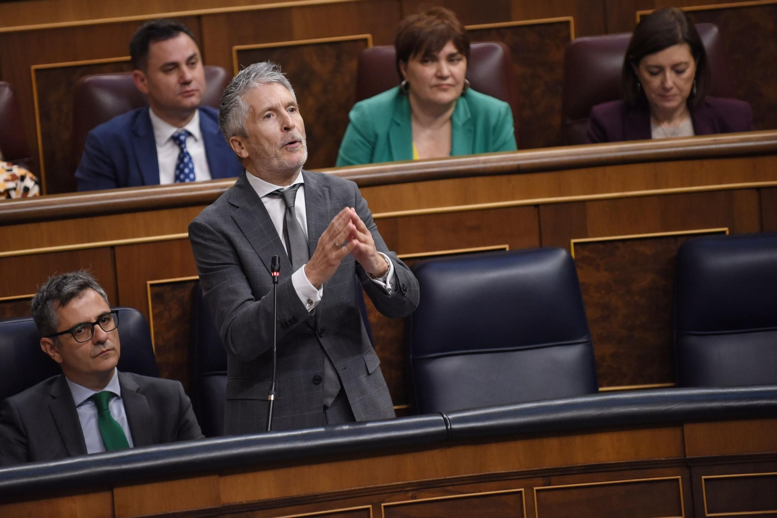 El ministro del Interior, Fernando Grande-Marlaska, en su intervención en el Congreso este miércoles. El ministro del Interior, Fernando Grande-Marlaska, en su intervención en el Congreso este miércoles.
