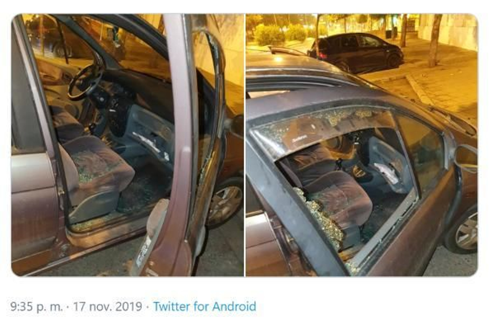 Así encontró Juanjo su coche al salir del tanatorio de la SE-30.