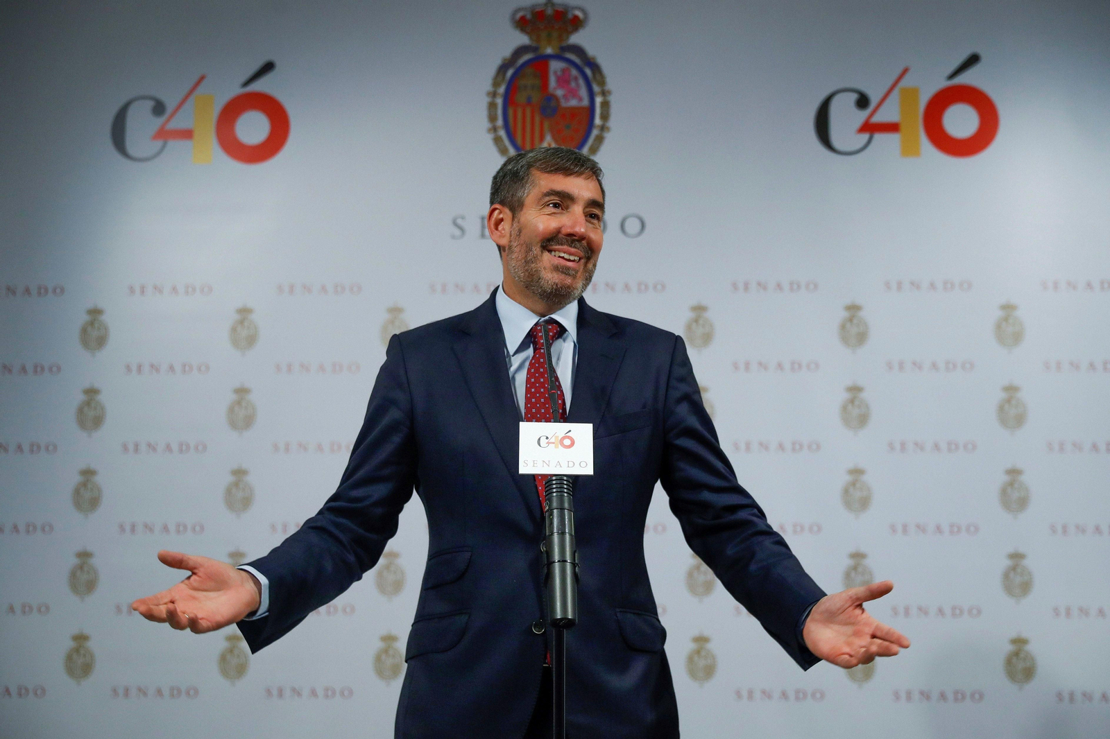El presidente de Canarias, Fernando Clavijo, este miércoles en el Senado tras la aprobación de la reforma del Estatuto de Autonomía.