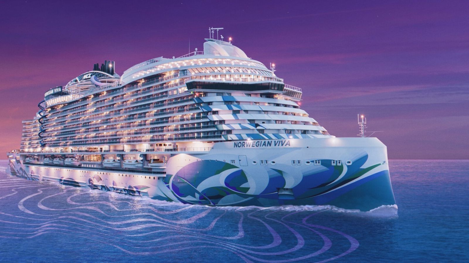 El Norwegian Viva resulta especialmente espectacular por lo colorido de su casco y por la modernidad de sus instalaciones y prestaciones