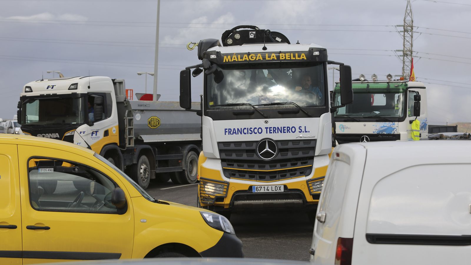Transportistas en paro en Málaga.